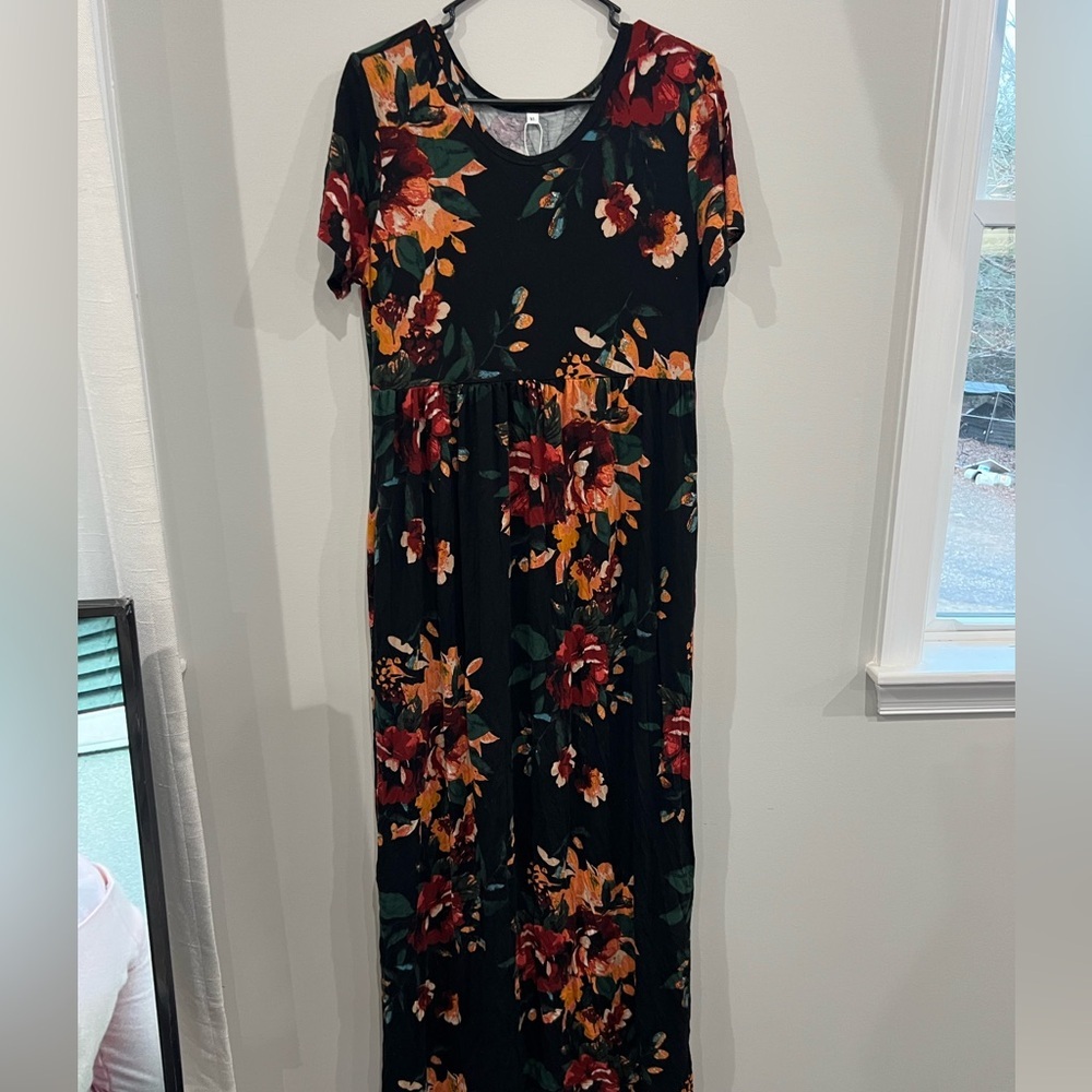 Amazon Black Floral Maxi Dress